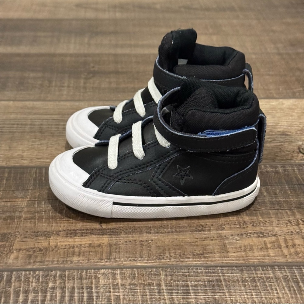 Converse All Star Chuck Taylors Leather High Top Black Shoes Toddler 7 - Picture 3 of 11
